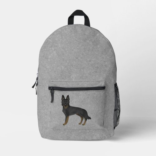 Bi_Black German Shepherd Cute Cartoon Dog On Gray Printed Backpack