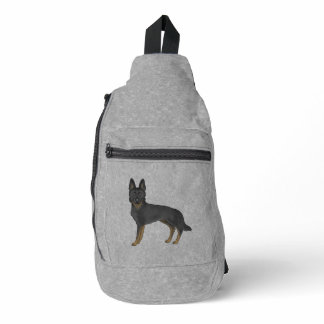 Bi-Black German Shepherd Cute Cartoon Dog On Gray Sling Bag
