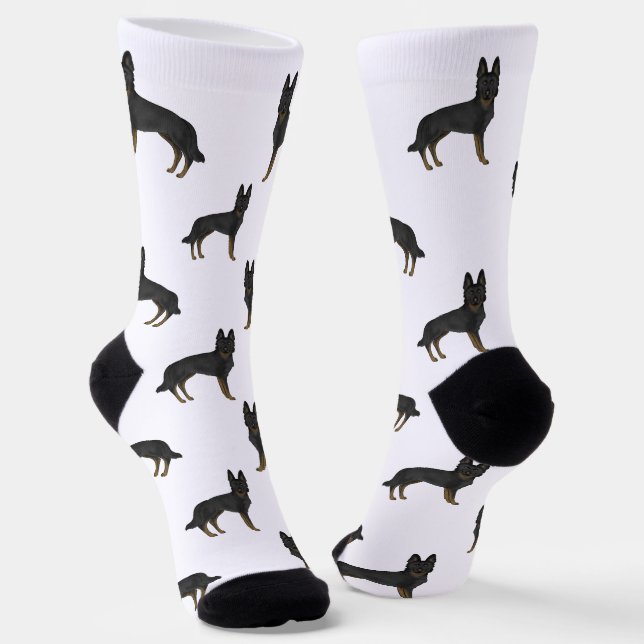 Bi-Black German Shepherd Cute Cartoon Dog Pattern Socks (Angled)