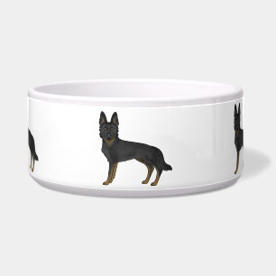 Bi-Black German Shepherd Cute Cartoon Dogs Bowl