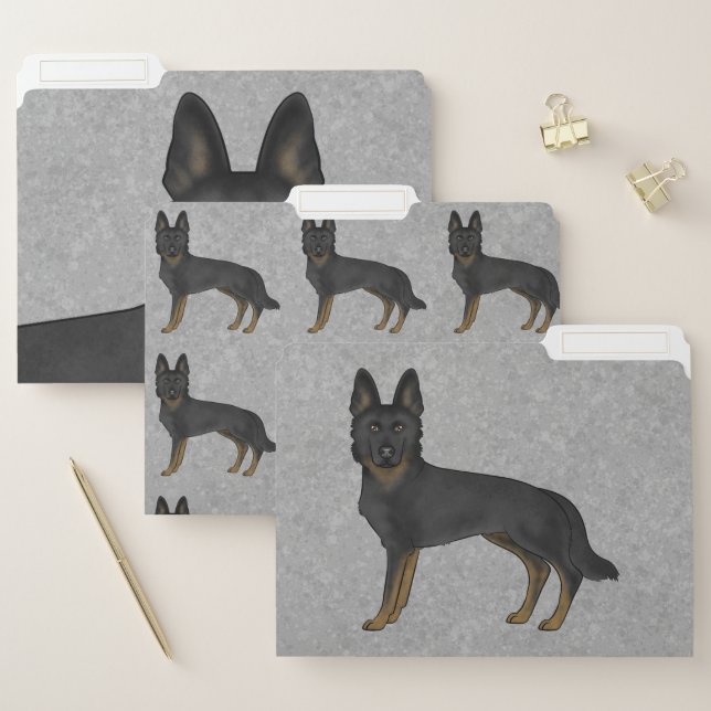 Bi-Black German Shepherd Cute Cartoon GSD Dog File Folder (Set)