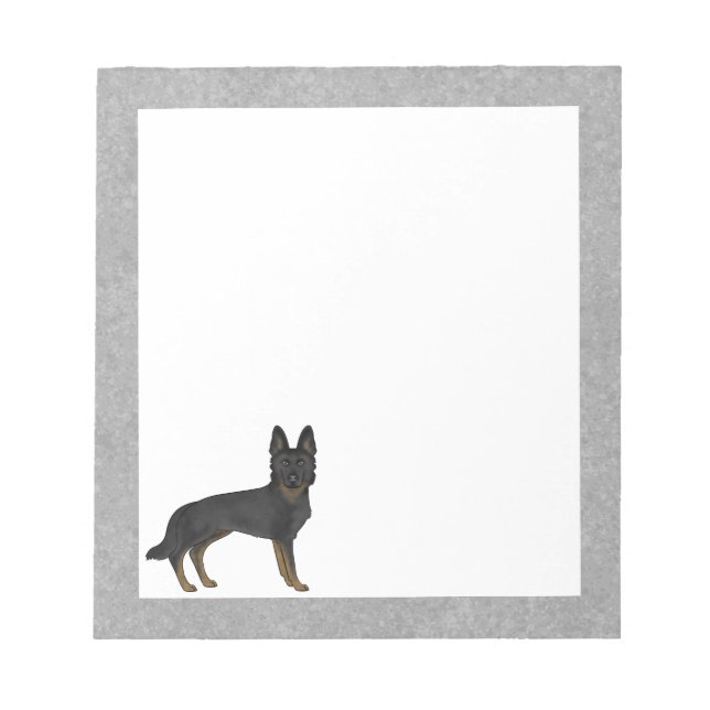 Bi-Black German Shepherd Cute Cartoon GSD Dog Gray Notepad (Front)