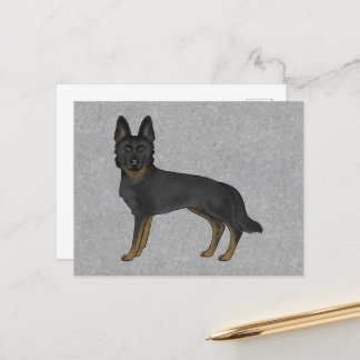 Bi-Black German Shepherd Cute Cartoon GSD Dog Gray Postcard
