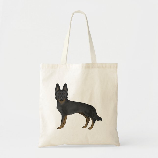 Bi-Black German Shepherd Cute Cartoon GSD Dog Tote Bag (Front)