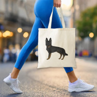 Bi-Black German Shepherd Cute Cartoon GSD Dog Tote Bag