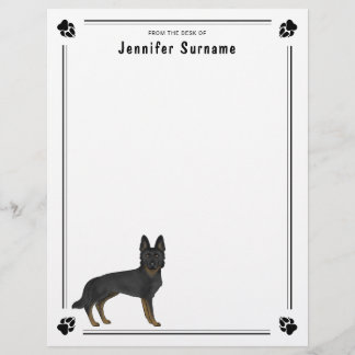 Bi-Black German Shepherd Cute Dog And Custom Text Letterhead