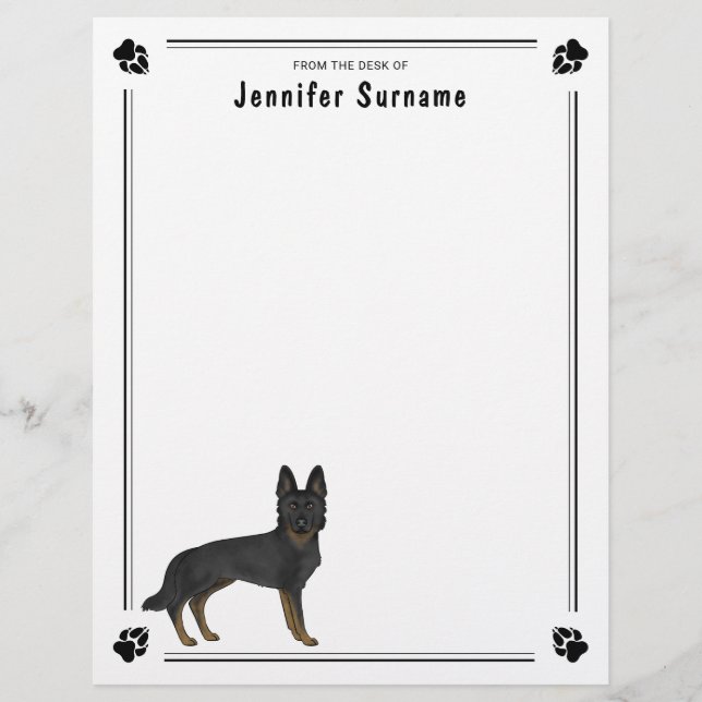 Bi-Black German Shepherd Cute Dog And Custom Text Letterhead (Front)