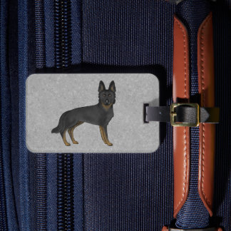 Bi-Black German Shepherd Cute Dog And Custom Text Luggage Tag