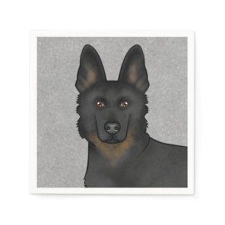 Bi-Black German Shepherd Cute Dog Head Gray Napkins