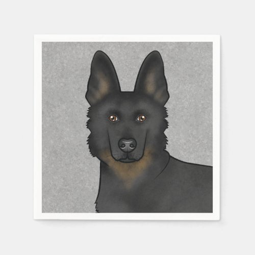 Bi_Black German Shepherd Cute Dog Head Gray Napkins