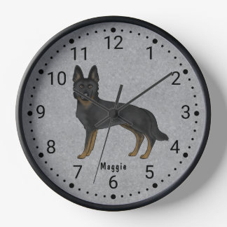 Bi-Black German Shepherd Cute Dog Numbered Clock