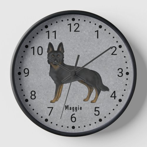 Bi_Black German Shepherd Cute Dog Numbered Clock