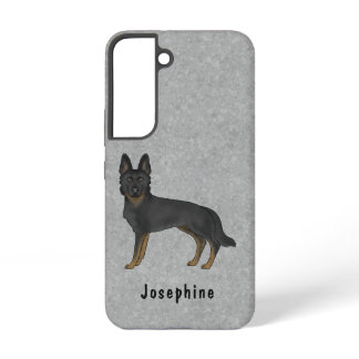 Bi-Black German Shepherd Cute Dog On Gray And Text Samsung Galaxy S22 Case