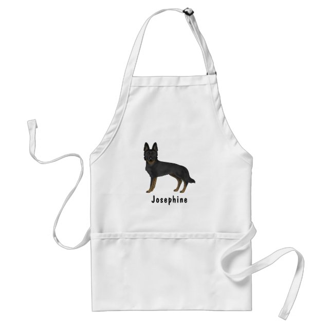 Bi-Black German Shepherd Cute Dog With Custom Name Adult Apron (Front)