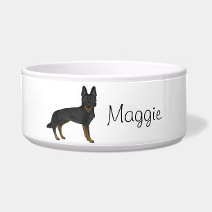 Bi-Black German Shepherd Cute Dog With Custom Name Bowl