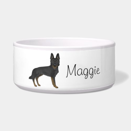 Bi_Black German Shepherd Cute Dog With Custom Name Bowl