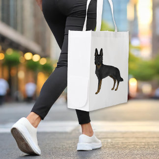 Bi-Black German Shepherd Cute GSD Cartoon Dog Grocery Bag