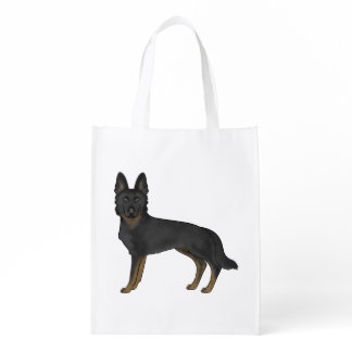 Bi-Black German Shepherd Cute GSD Cartoon Dog Grocery Bag