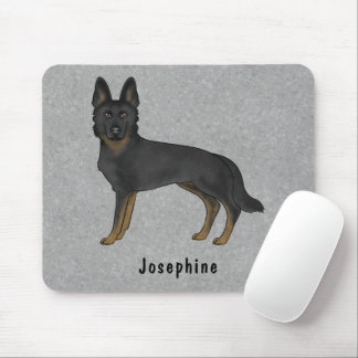 Bi-Black German Shepherd Dog And Custom Name Gray Mouse Pad