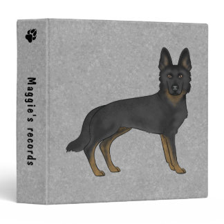 Bi-Black German Shepherd Dog And Custom Text Gray 3 Ring Binder