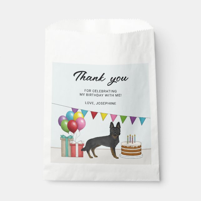 Bi-Black German Shepherd Dog Birthday Thank You Favor Bag (Front)
