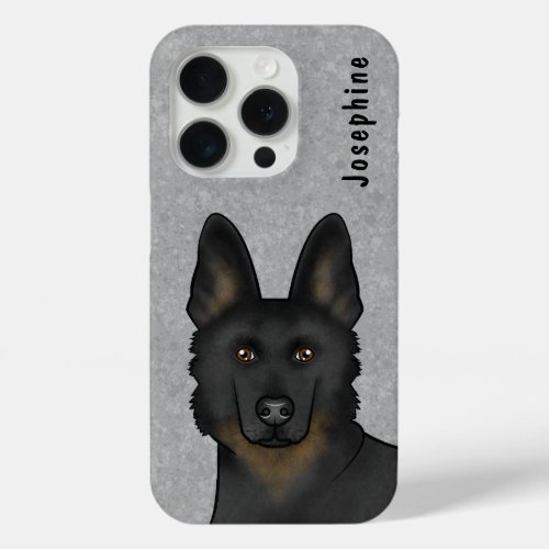 Bi_Black German Shepherd Dog Head And Custom Name iPhone 15 Pro Case