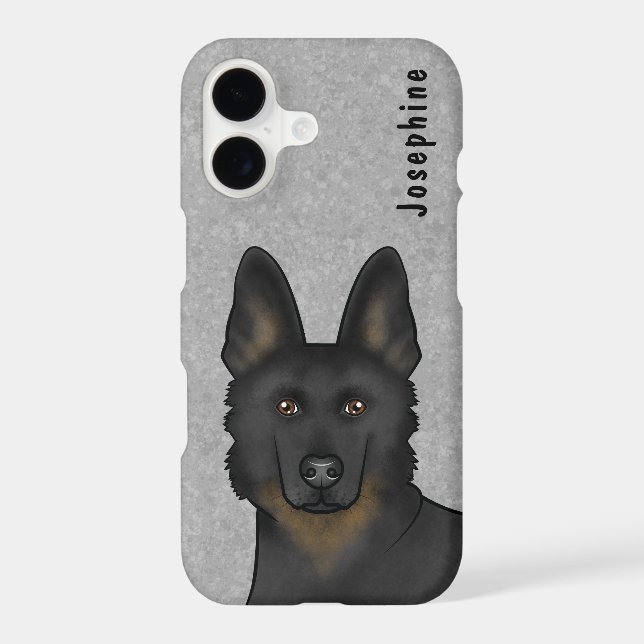 Bi-Black German Shepherd Dog Head And Custom Name Case-Mate iPhone Case (Back)
