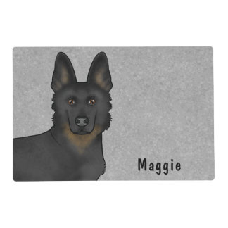 Bi-Black German Shepherd Dog Head And Custom Name Placemat