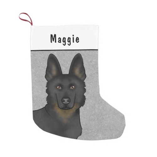 Bi_Black German Shepherd Dog Head And Custom Name Small Christmas Stocking