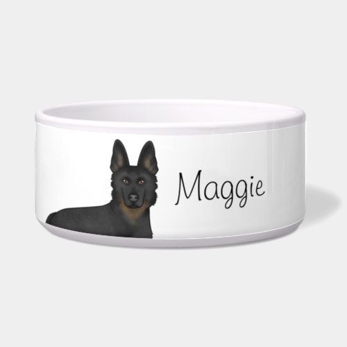 Bi_Black German Shepherd Dog Head Custom Name Bowl