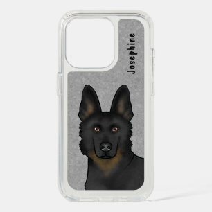 Bi-Black German Shepherd Dog Head With Name iPhone 15 Pro Case