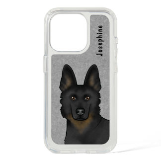 Bi-Black German Shepherd Dog Head With Name iPhone 15 Pro Case