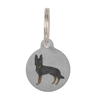 Bi-Black German Shepherd Dog Standing Up Gray Pet ID Tag