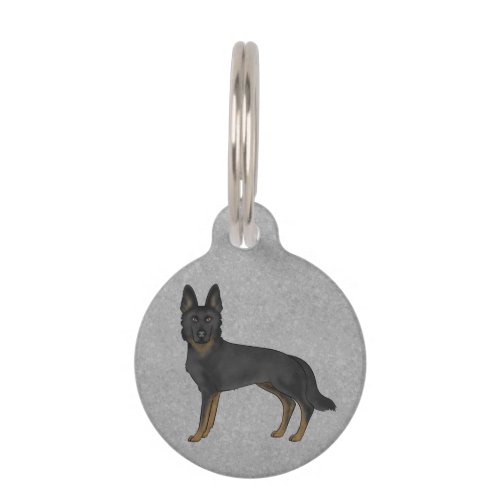 Bi_Black German Shepherd Dog Standing Up Gray Pet ID Tag