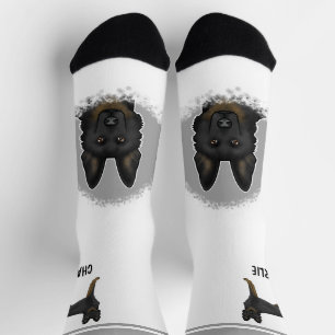 Bi-Black German Shepherd Dog With Custom Name Socks