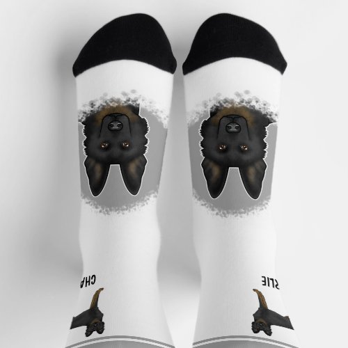Bi_Black German Shepherd Dog With Custom Name Socks