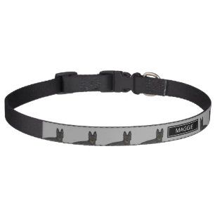 Bi-Black German Shepherd Dog With Custom Pet Name Collar