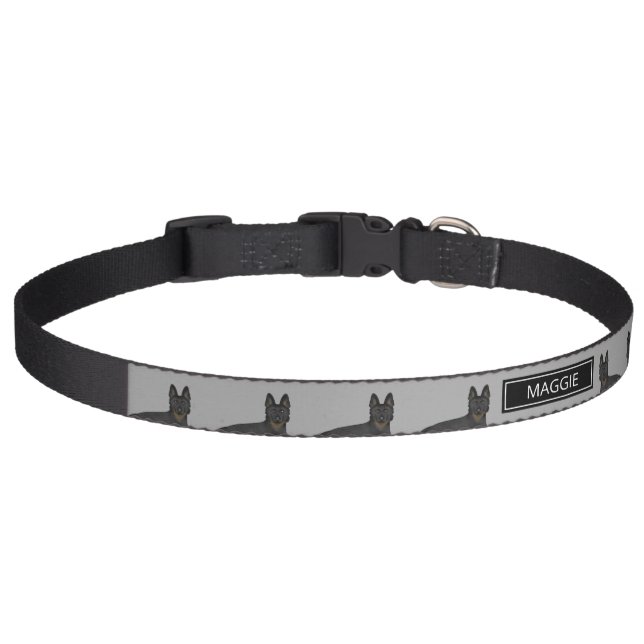 Bi-Black German Shepherd Dog With Custom Pet Name Collar (Front)