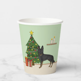 Bi-Black German Shepherd Festive Christmas Tree Paper Cups