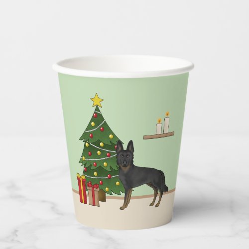 Bi_Black German Shepherd Festive Christmas Tree Paper Cups