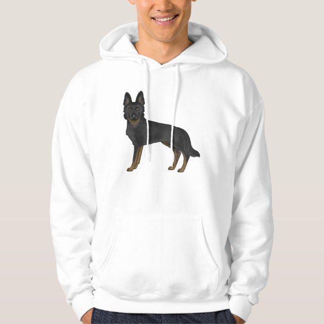 Bi-Black German Shepherd GSD Breed Cartoon Dog Hoodie (Front)
