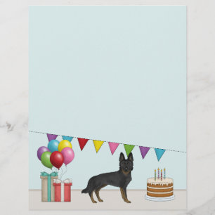 Bi-Black German Shepherd GSD Colorful Birthday Letterhead