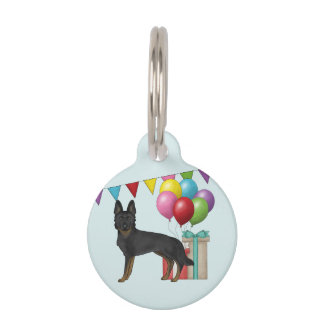 Bi-Black German Shepherd GSD Dog Colorful Birthday Pet ID Tag