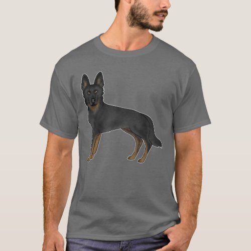 Bi_Black German Shepherd GSD Dog Cute Cartoon Dog T_Shirt