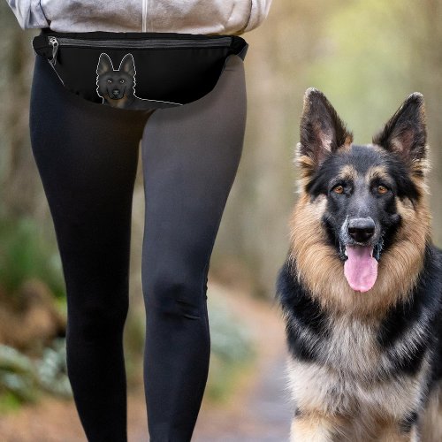 Bi_Black German Shepherd GSD Dog Head Black Fanny Pack