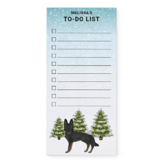 Bi-Black German Shepherd Winter Forest To Do List Magnetic Notepad