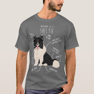 Bi Black Sheltie Shetland Sheepdog Anatomy T-Shirt