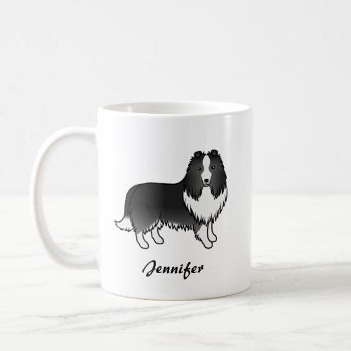 Bi_Black Shetland Sheepdog Cartoon Dog  Name Coffee Mug