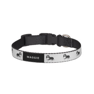 Bi-Black Shetland Sheepdog Cartoon Dog & Name Pet Collar