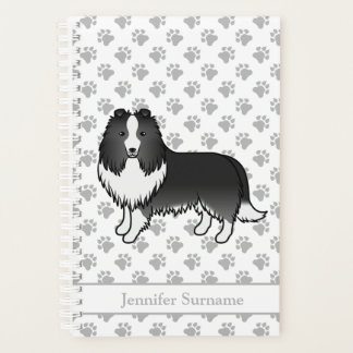 Bi-Black Shetland Sheepdog Cartoon Dog &amp; Name Planner